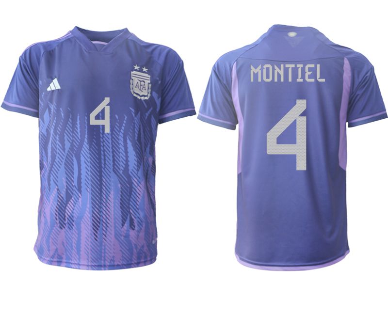 Men 2022 World Cup National Team Argentina away aaa version purple #4 Soccer Jersey